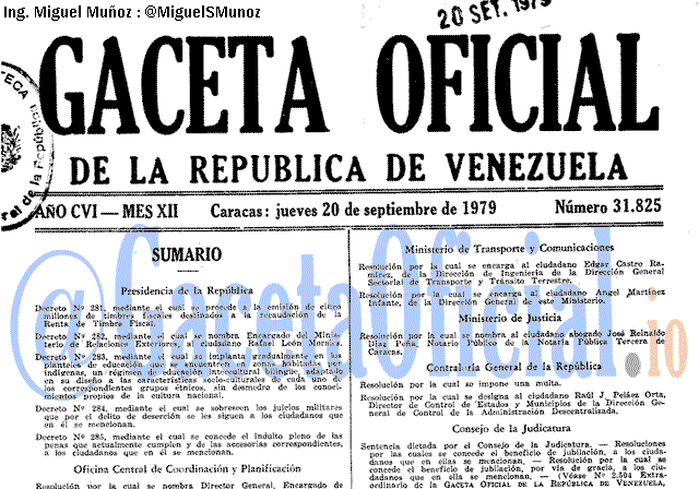 Gaceta Oficial 31825 del 20 Septiembre 1979