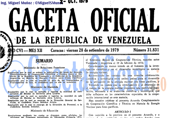 Gaceta Oficial 31831 del 28 Septiembre 1979