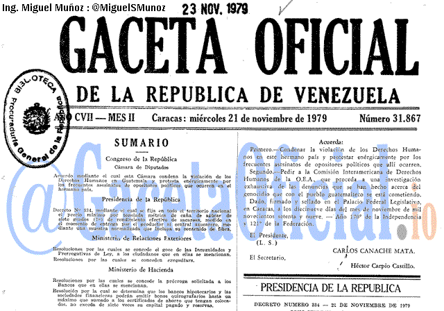 Gaceta Oficial 31867 del 21 Noviembre 1979