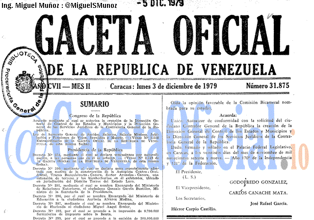 Gaceta Oficial 31875 del 3 Diciembre 1979