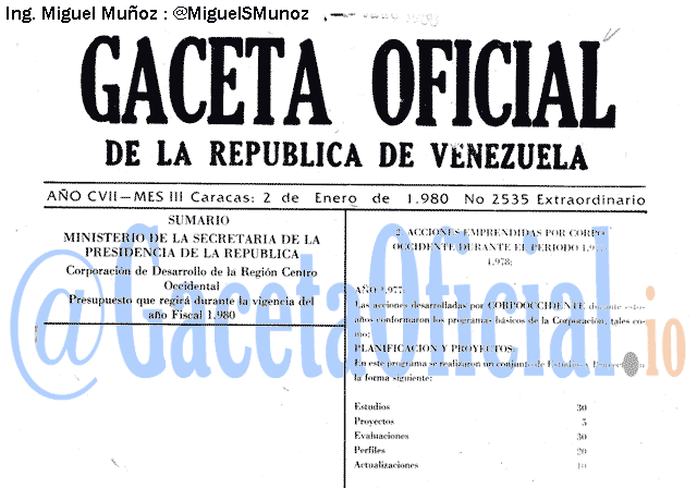 Gaceta Oficial 2535 del 2 Enero 1980