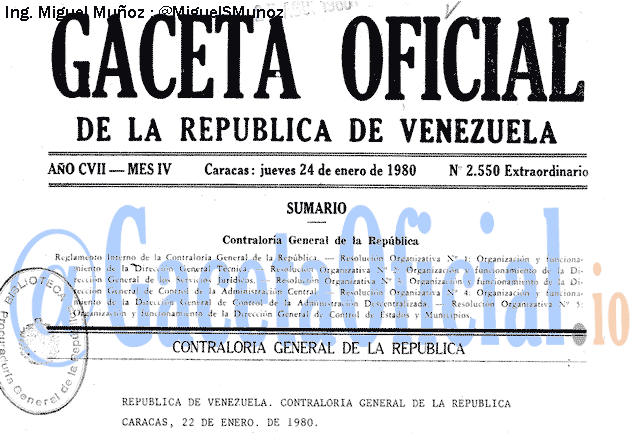 Gaceta Oficial 2550 del 24 Enero 1980