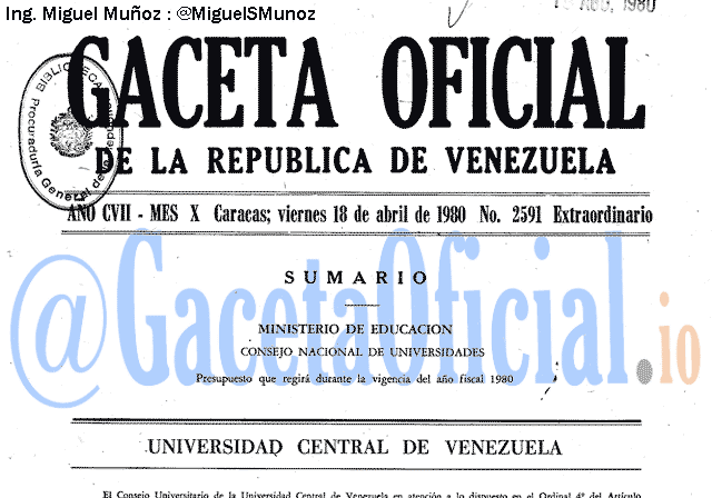 Gaceta Oficial 2591 del 18 Abril 1980