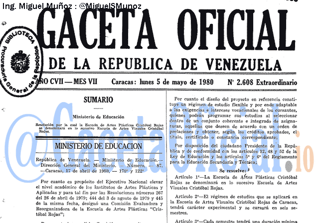 Gaceta Oficial 2608 del 5 Mayo 1980