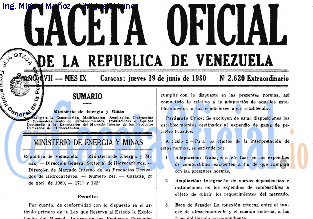 Gaceta Oficial 2620 del 19 Junio 1980