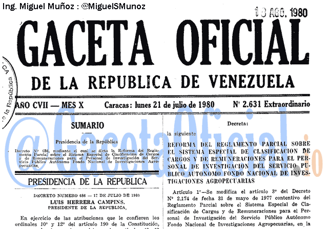 Gaceta Oficial 2631 del 21 Julio 1980