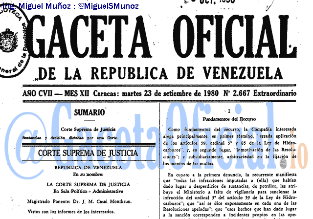 Gaceta Oficial 2667 del 23 Septiembre 1980