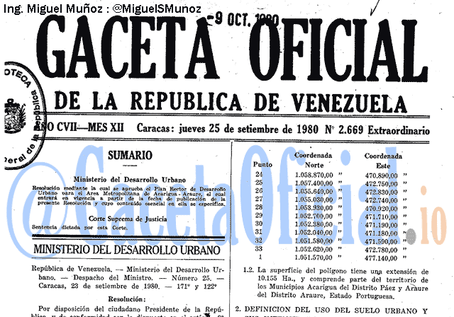 Gaceta Oficial 2669 del 25 Septiembre 1980