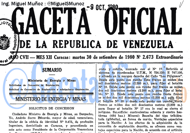 Gaceta Oficial 2673 del 30 Septiembre 1980
