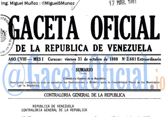 Gaceta Oficial 2681 del 31 Octubre 1980