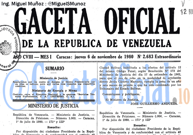 Gaceta Oficial 2683 del 6 Noviembre 1980
