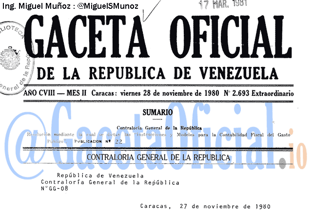 Gaceta Oficial 2693 del 28 Noviembre 1980