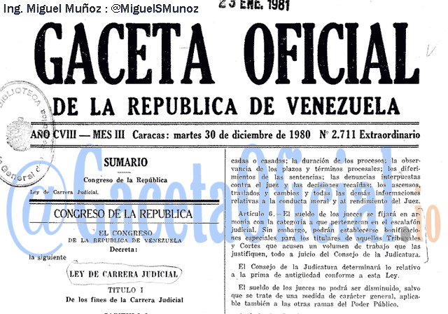 Gaceta Oficial 2711 del 30 Diciembre 1980