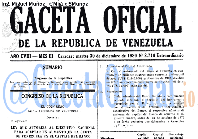 Gaceta Oficial 2719 del 30 Diciembre 1980