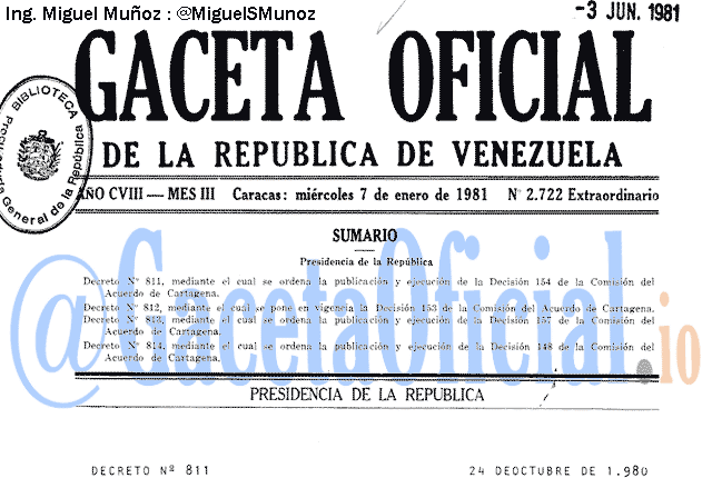 Gaceta Oficial 2722 del 7 Enero 1981