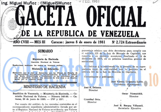 Gaceta Oficial 2724 del 8 Enero 1981