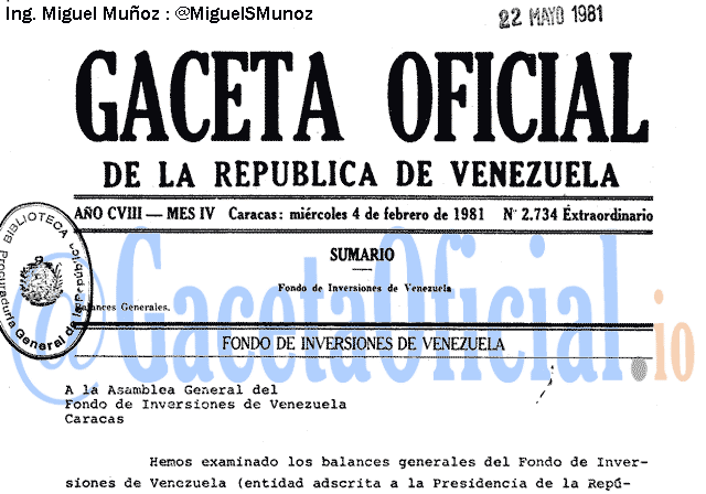 Gaceta Oficial 2734 del 4 Febrero 1981