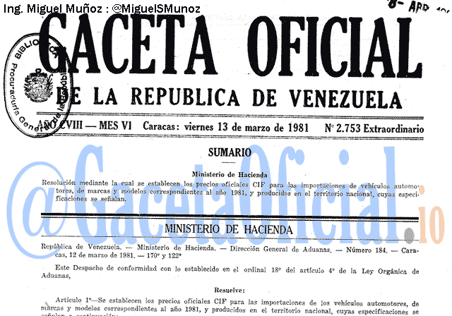 Gaceta Oficial 2753 del 13 Marzo 1981