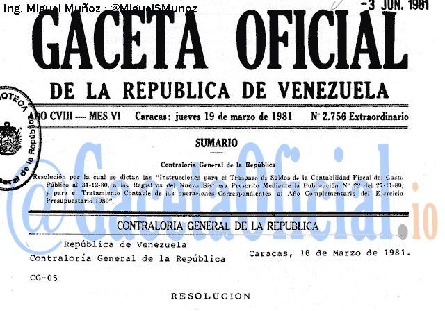 Gaceta Oficial 2756 del 19 Marzo 1981