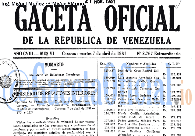 Gaceta Oficial 2767 del 7 Abril 1981