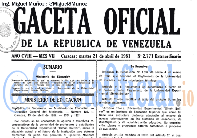 Gaceta Oficial 2771 del 21 Abril 1981