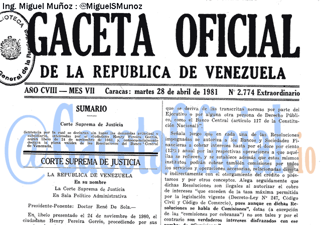 Gaceta Oficial 2774 del 28 Abril 1981