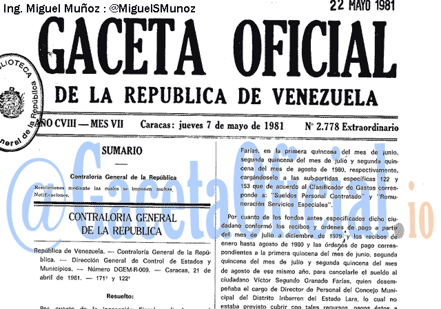 Gaceta Oficial 2778 del 7 Mayo 1981