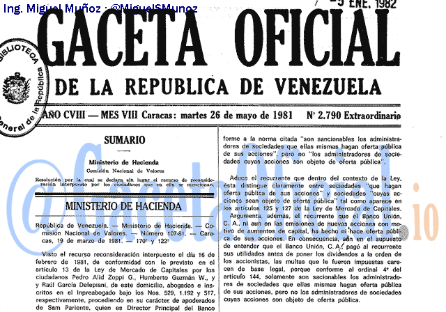 Gaceta Oficial 2790 del 26 Mayo 1981