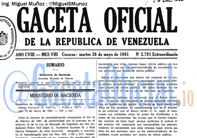 Gaceta Oficial 2791 del 26 Mayo 1981