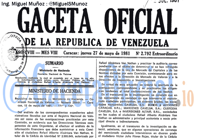 Gaceta Oficial 2792 del 27 Mayo 1981