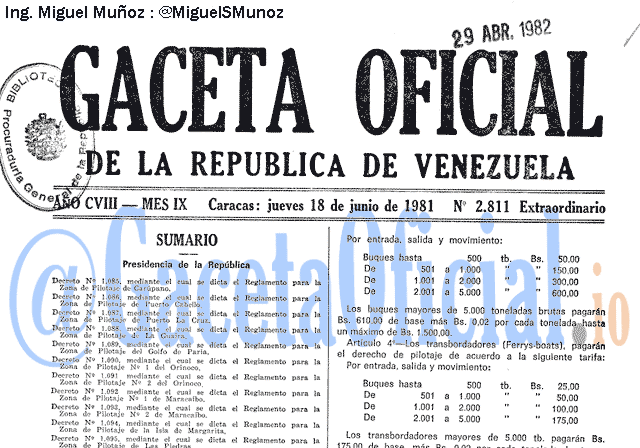 Gaceta Oficial 2811 del 18 Junio 1981