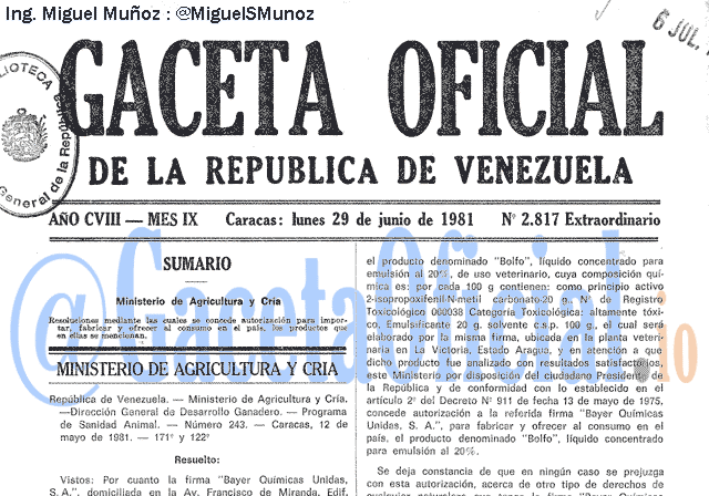 Gaceta Oficial 2817 del 29 Junio 1981