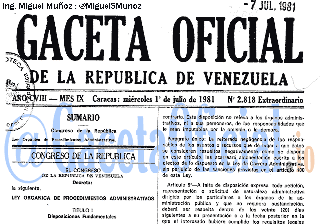 Gaceta Oficial 2818 del 1 Julio 1981