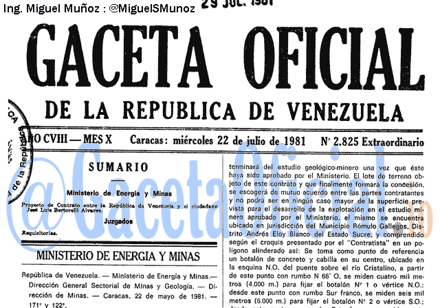 Gaceta Oficial 2825 del 22 Julio 1981