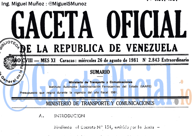 Gaceta Oficial 2843 del 26 Agosto 1981