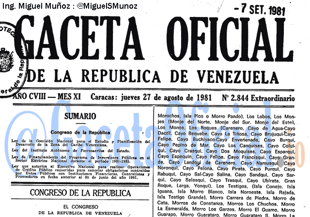 Gaceta Oficial 2844 del 27 Agosto 1981