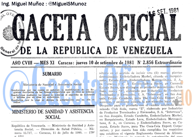Gaceta Oficial 2856 del 10 Septiembre 1981