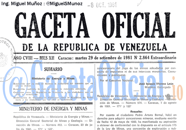 Gaceta Oficial 2864 del 29 Septiembre 1981