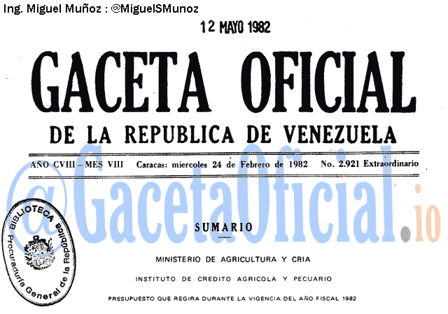 Gaceta Oficial 2921 del 24 Febrero 1982