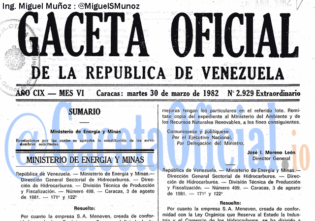 Gaceta Oficial 2929 del 30 Marzo 1982
