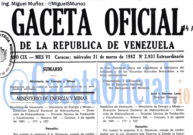 Gaceta Oficial 2931 del 31 Marzo 1982