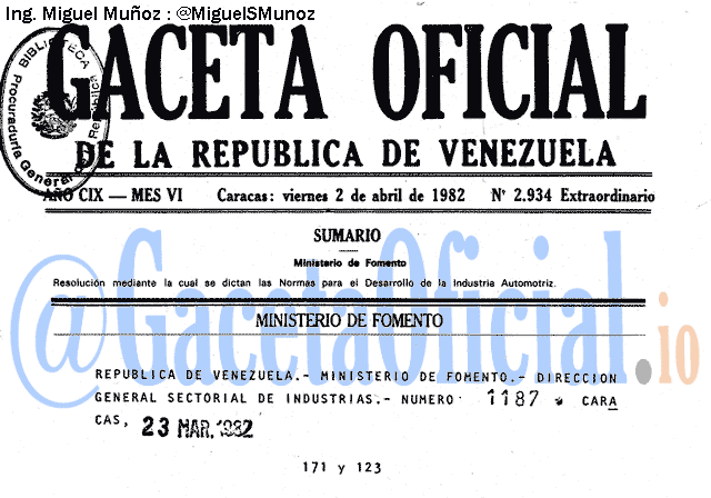 Gaceta Oficial 2934 del 2 Abril 1982