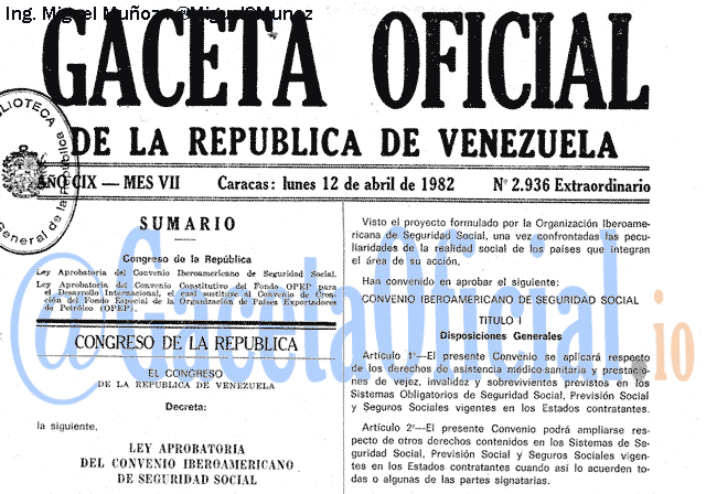 Gaceta Oficial 2936 del 12 Abril 1982