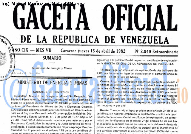 Gaceta Oficial 2940 del 15 Abril 1982