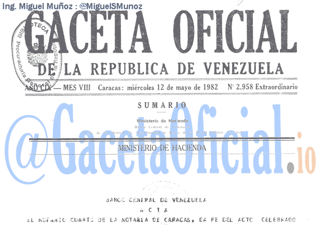 Gaceta Oficial 2958 del 12 Mayo 1982