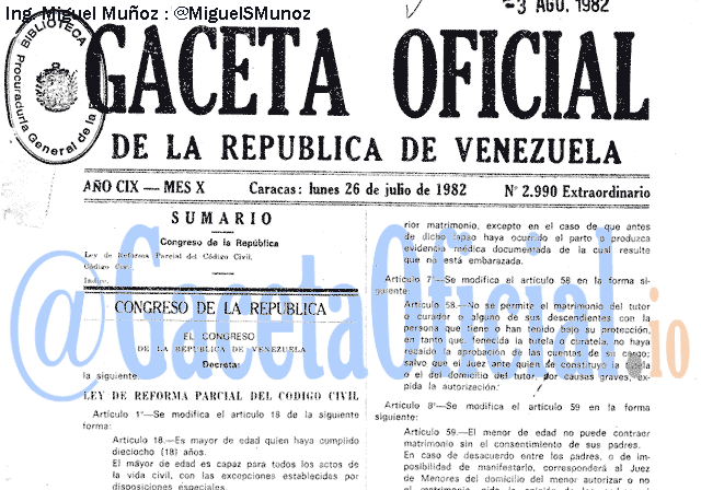Gaceta Oficial 2990 del 26 Julio 1982