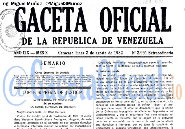 Gaceta Oficial 2991 del 2 Agosto 1982