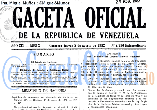 Gaceta Oficial 2996 del 5 Agosto 1982