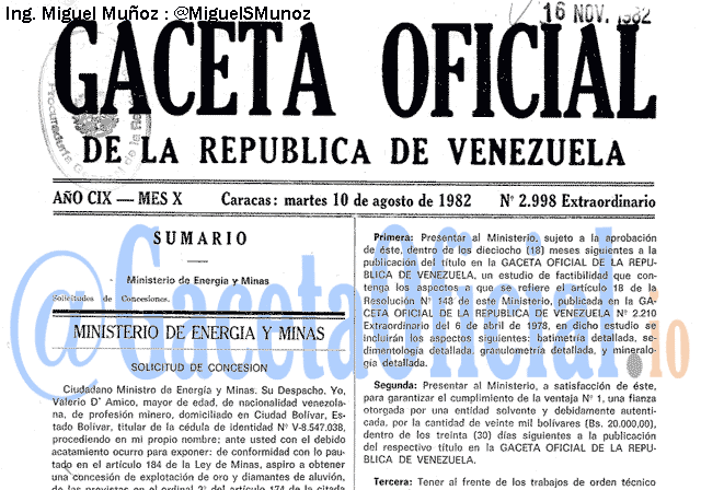 Gaceta Oficial 2998 del 10 Agosto 1982