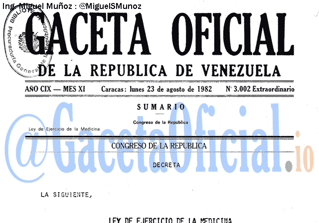 Gaceta Oficial 3002 del 23 Agosto 1982